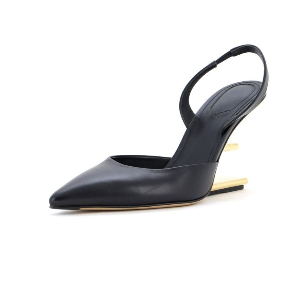 Fendi Women's First Pointed Toe Slingback Heels Leather Black, Red